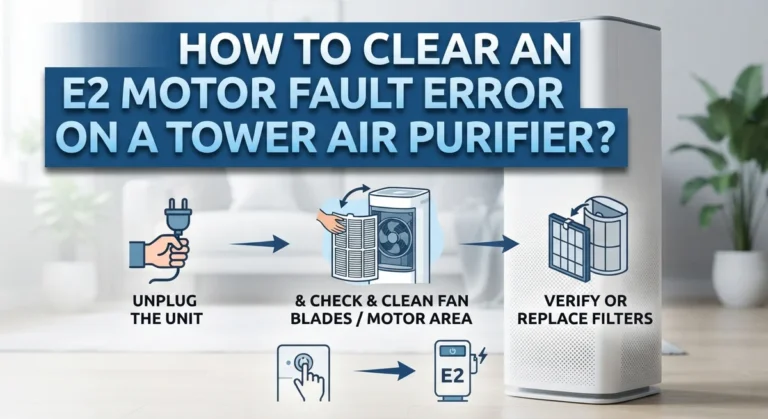 How To Clear An E2 Motor Fault Error On A Tower Air Purifier?